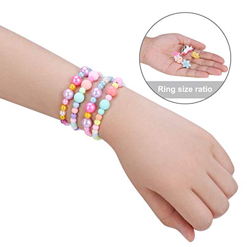 Hifot Anillos Clip Pendientes Pulseras niña 30 Piezas, Unicornio Sirena Mariposa Flores Arco Iris Princesa Joyas Set, Cumpleaños Regalo Fiesta Accesorios