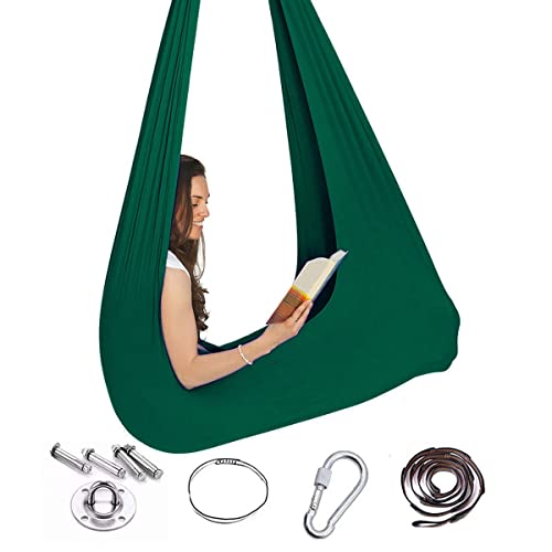 HOMFLOW Columpio De Terapia Interior for Niños Y Adolescentes Columpio Interior Elástico Hamaca Columpio Infantil Hamaca Ajustable for TDAH, Aspergers (Color : Dark Green, Size : 150x280CM/59x110in)