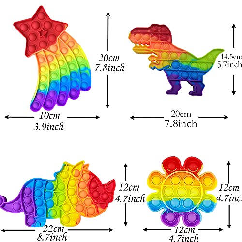 Homorro 4 PCS Dinosaurio Fidget Toy Pack Pop Figetttoys Barato Antistress Toys Set Rinoceronte Poppit Juguete Pequeño Antiestres Juego Kit Figet Pulpo Popet Burbujas