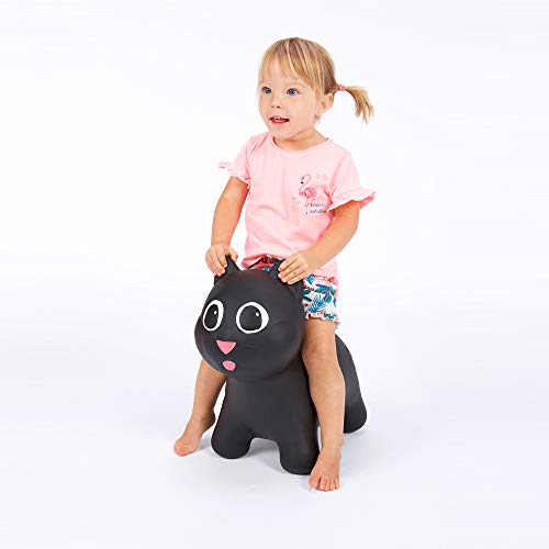 Hoppimals Tootiny, Juguete Hinchable para Saltar y Jugar para Niños Mayores de 1 año, Gato Negro, Bomba Incluida en Nuestra Caja Regalo. Juguete Duradero Incentivar y Ayudar a Andar.