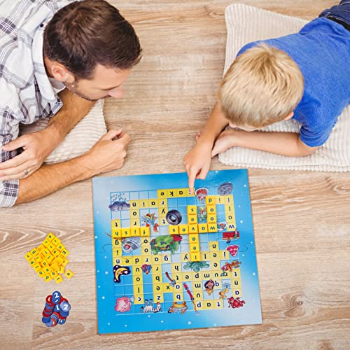 HORLIMER Scrabble Junior Original, Juego de Mesa Familiar de Palabras y Letras, Juguete de Sociedad para Niños Más de 3 Años, Versión Inglés