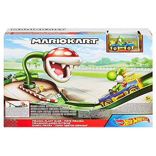 Hot Wheels Mario Kart Piraña, Pistas de Coches con vehículo para niños + 3 años (Mattel GFY47) + Coches y Camiones de Juguete, Multicolor (Mattel GBG26) , Color/Modelo Surtido