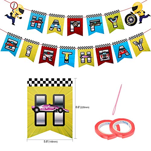 HOWAF Decoración de Remolino Colgante de Coche de Carreras,Cartel de Feliz cumpleaños con Tema de Coches para Coches, cumpleaños temático, Baby Shower, niños, Suministros de Fiesta