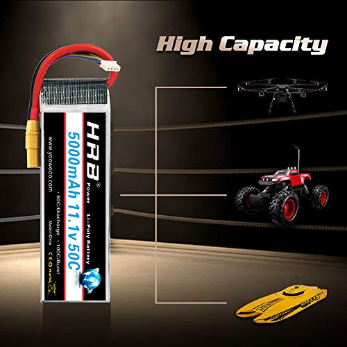 HRB 11.1V 3S 5000mAh LiPo batería 50C-100C XT90 Enchufe para helicóptero RC Avión RC RC pasatiempo RC Drone RC Coche RC