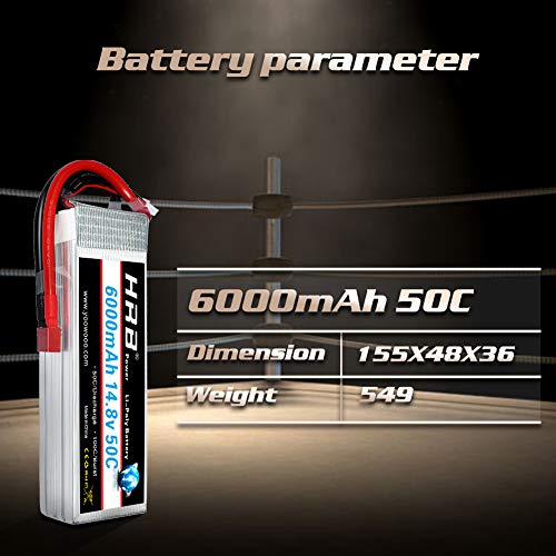 HRB 6000mAh 14.8V 50C 4S Lipo batería Pack for Modelismo RC Car Heli Plane Boat Truck FPV Auto helicóptero avión Toys (Enchufe Deans T )