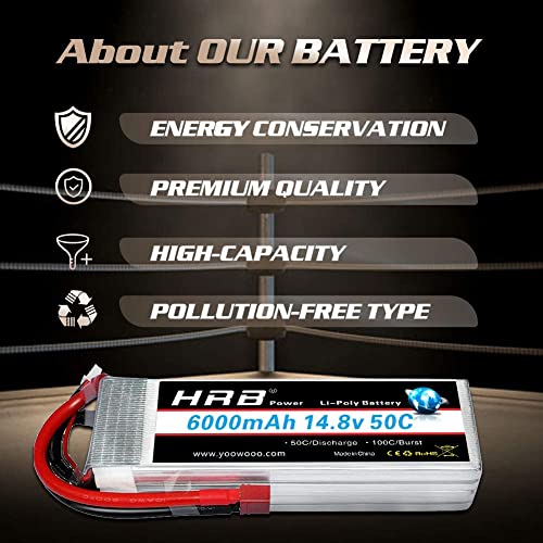 HRB 6000mAh 14.8V 50C 4S Lipo batería Pack for Modelismo RC Car Heli Plane Boat Truck FPV Auto helicóptero avión Toys (Enchufe Deans T )