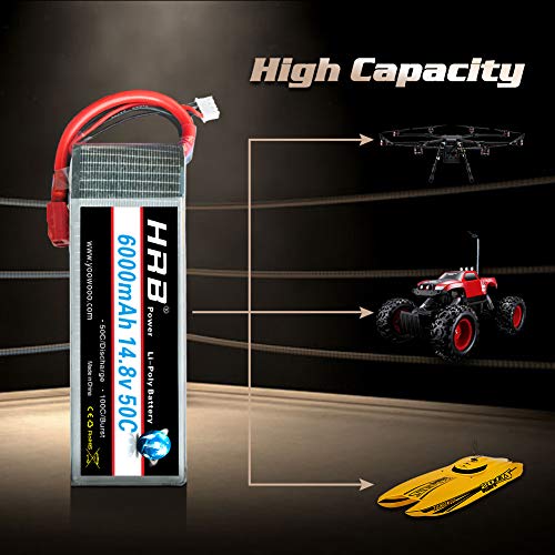 HRB 6000mAh 14.8V 50C 4S Lipo batería Pack for Modelismo RC Car Heli Plane Boat Truck FPV Auto helicóptero avión Toys (Enchufe Deans T )