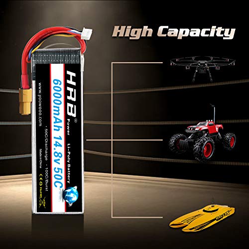 HRB 6000mAh 14.8V 50C 4S Lipo batería Pack for Modelismo RC Car Heli Plane Boat Truck FPV Auto helicóptero avión Toys (Enchufe XT60)