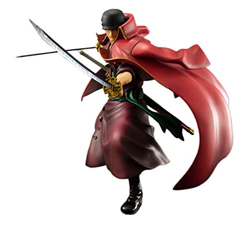 HuanHaoYu One Piece King of Artist The Roronoa Zoro Wano kuni Figura Nueva versión teatro Traje de combate Ropa roja figura de anime de PVC (23cm)(cabeza intercambiable)