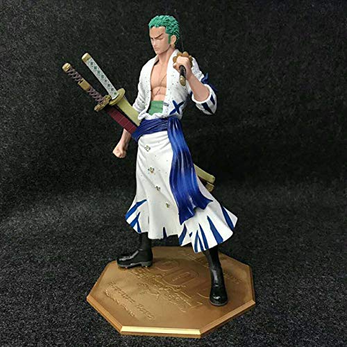 HuanHaoYu One Piece King of Artist The Roronoa Zoro Wano kuni Figura POP Ropa blanca PVC anime figura para amigos a coleccionar (23cm) (cabeza intercambiable)