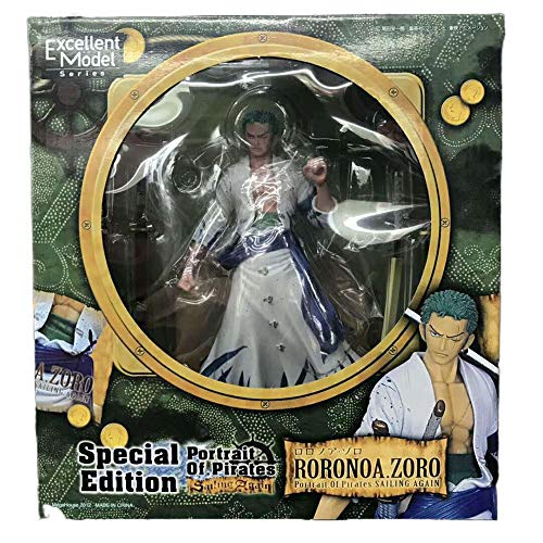 HuanHaoYu One Piece King of Artist The Roronoa Zoro Wano kuni Figura POP Ropa blanca PVC anime figura para amigos a coleccionar (23cm) (cabeza intercambiable)