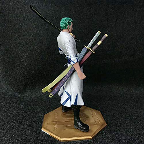 HuanHaoYu One Piece King of Artist The Roronoa Zoro Wano kuni Figura POP Ropa blanca PVC anime figura para amigos a coleccionar (23cm) (cabeza intercambiable)