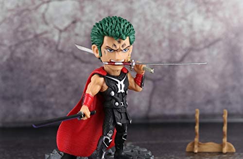 HuanHaoYu Q Version One Piece King of Artist The Roronoa Zoro Wano kuni Figura/Thor Roronoa Zoro (cabeza intercambiable) Múltiples accesorios 5.1 pulgadas