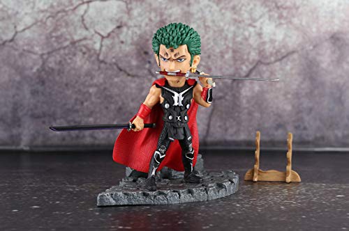 HuanHaoYu Q Version One Piece King of Artist The Roronoa Zoro Wano kuni Figura/Thor Roronoa Zoro (cabeza intercambiable) Múltiples accesorios 5.1 pulgadas