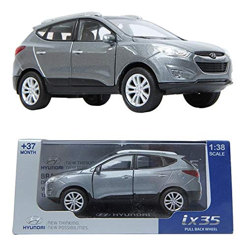 [Hyundai Toys Collation] Mini coche escala 1:38 único miniatura fundido modelo 1-pc para 2010 2011 2012 2013 Hyundai Tucson ix35 (plata elegante)