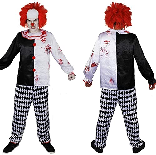 I LOVE FANCY DRESS LTD Disfraz DE Payaso Asesino Adulto - Disfraz DE Payaso Loco con Peluca ROJA Y Pintura Facial Disfraz DE Halloween TAMAÑO: Mediano