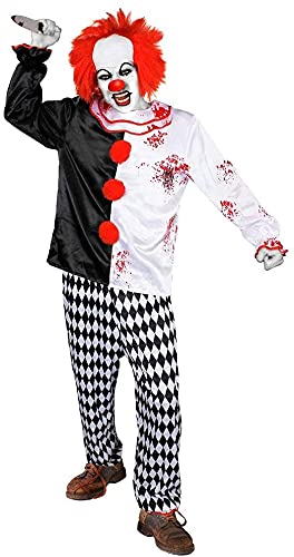 I LOVE FANCY DRESS LTD Disfraz DE Payaso Asesino Adulto - Disfraz DE Payaso Loco con Peluca ROJA Y Pintura Facial Disfraz DE Halloween TAMAÑO: Mediano