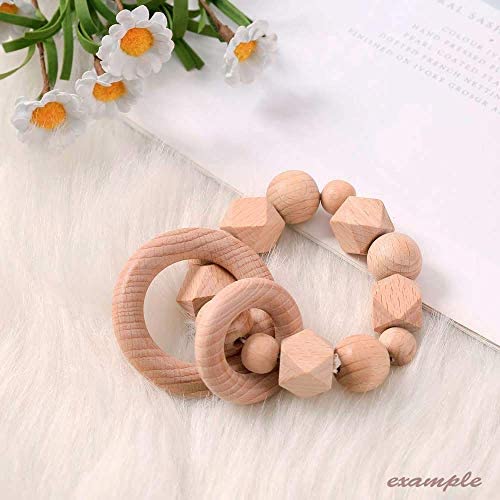 I LOVE MOM 24 Cuentas de Madera de Haya Manualidades, Abalorios de Madera para hacer Pulseras, Bolas de Madera con agujero para Collares, Apto para Chupetero Mordedor bebé (Madera Haya, Ø 18mm)