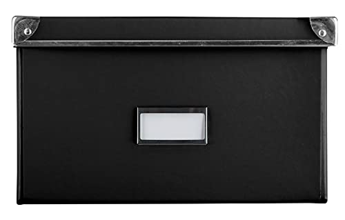 Idena 10520 - Caja de almacenamiento de cartón resistente, tapa reforzada con metal, incluye campo de etiquetado, aprox. 36 x 28 x 17 cm, negro