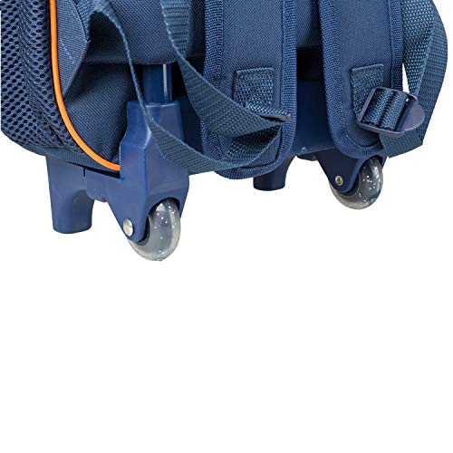 Idena 20068 - Mochila trolley con 2 ruedas brillantes, para niños, azul oscuro con elegante motivo de astronauta y espacio, como maleta de mano, carro escolar y mochila infantil, 31 x 27 x 10 cm