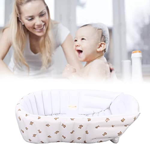 IDWT Bañera Plegable para Bebés, Bañera Inflable de PVC para Bebés, Adorable Portátil con Tubo de Desinflado para la Sala de Estar del Hogar para Viajes(Oso Amor)