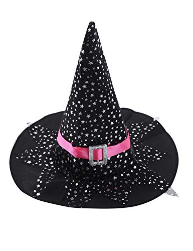 IEFIEL Disfraz de Bruja para Niñas Conjuntos de Vestido Princesa de 4 Piezas Vestido de Reina Oscuridad Tutú+Sombrero Bruja +Dulces Bolsas+ Varita Magica Negro 5-6 años