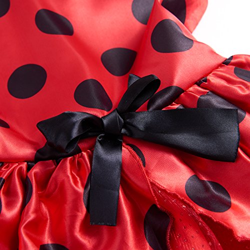 IKALI Disfraz de Mariquita para niños,Animal Falda Tul Ladybug Escarabajo Vestir,Bailarina Tutu Falda con ala para Fiesta 3-4años