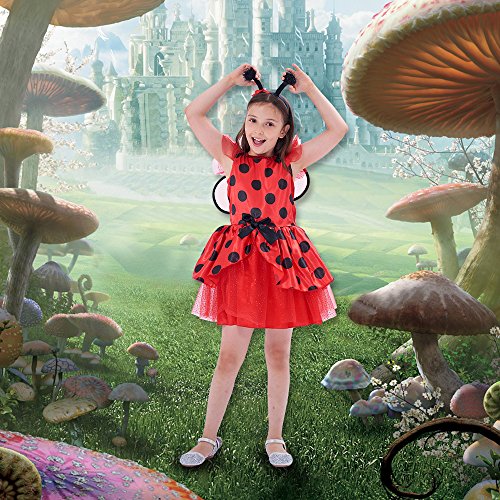 IKALI Disfraz de Mariquita para niños,Animal Falda Tul Ladybug Escarabajo Vestir,Bailarina Tutu Falda con ala para Fiesta 3-4años