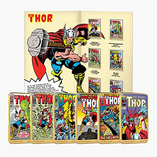 IMPACTO COLECCIONABLES Marvel Comics Colección Completa Thor, 6 Lingotes bañados en Oro 24 Quilates