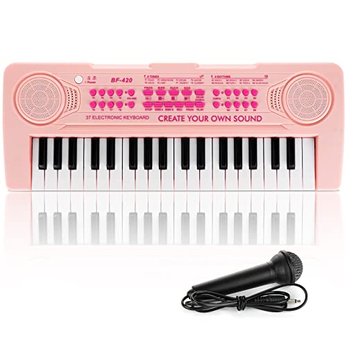 Innedu Teclado Piano, Mini Piano Electrico con 37 Teclas, 8 Instrumentos Musicales, 4 Sonidos Animales y Otros Modos para Infantiles Niños de 3+ Años