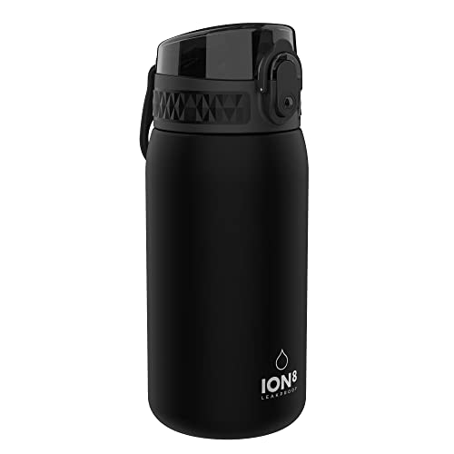 Ion8 Botella Agua Niños Sin Fugas, Sin BPA, Monos, Negro