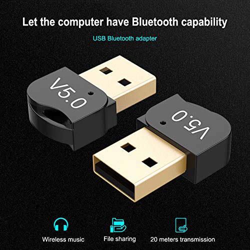 IPOTCH Adaptador de Bluetooth 5.0, USB PC Bluetooth Transmisor y Receptor para PC con Windows 10/8/8.1, Compatible con Auriculares, Altavoces, Teclados, Ratónes