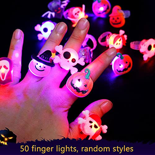 isimsus 50 piezas de anillos LED parpadeantes, artículos de fiesta luminosos para los dedos, lámpara LED para el dedo, anillo de recuerdo para el dedo, que brillan en la oscuridad