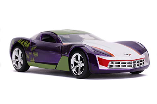 Jada Toys 253252016 Joker 2009 Chevy Corvette Stingray - Coche de Juguete de Die-Cast, Puertas de Apertura, Escala 1:32, Color Morado