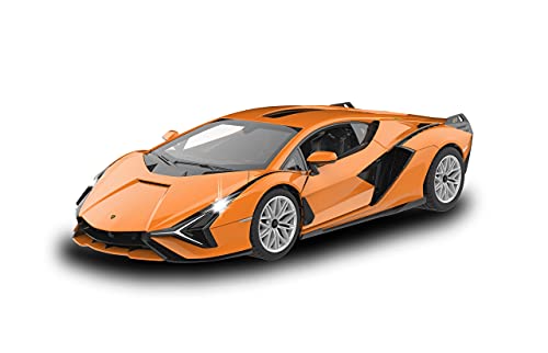 Jamara- Coche teledirigido Lamborghini Sián 2,4 GHz 1:14, con Licencia Oficial, hasta 1 Hora de Viaje, Aprox. 11 km/h, Detalles Perfectamente reproducidos, Interior detallado, Color Naranja (403127)