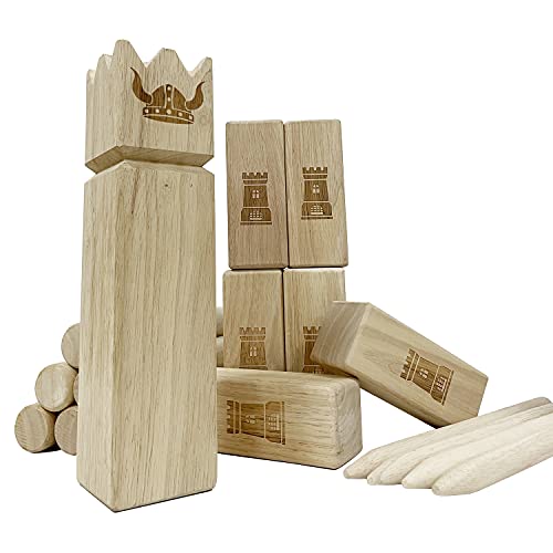 JAMK Kubb - Juego de madera gigante vikingo de madera para juegos al aire libre