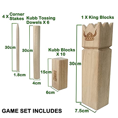 JAMK Kubb - Juego de madera gigante vikingo de madera para juegos al aire libre