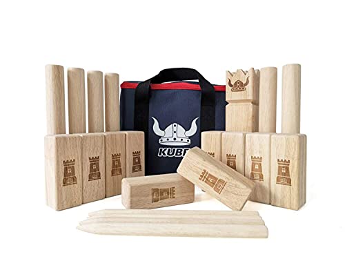 JAMK Kubb - Juego de madera gigante vikingo de madera para juegos al aire libre