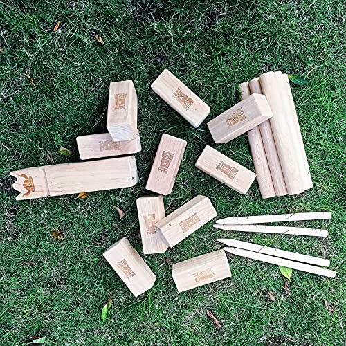 JAMK Kubb - Juego de madera gigante vikingo de madera para juegos al aire libre