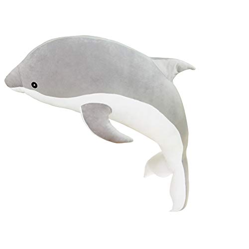 JAWSEU Delfín de Peluche de Juguete de Felpa, Lindo Suave Felpa Rellenó el Animal de Mar Juguetes for Niños Decoración del Dormitorio, Regalos de Cumpleaños, Gris 50CM