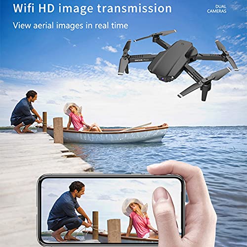 JJDSN GPS Drones 4K Dual Camera WiFi FPV Gesture Photo Trajectory Flight One Key to Return Home Fixed Height RC Quadcopter Professional Aerial Photography Foldable Drone,Black,1battery