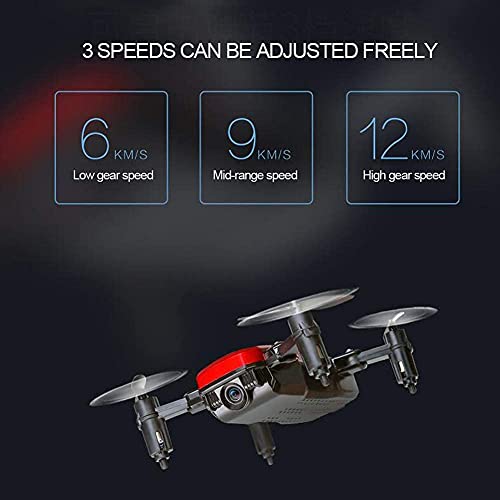 JJDSN RC Drone, Equipped with 2 Million HD Camera, with 3 Batteries, Foldable FPV WiFi RC Quadcopter, Fixed Height Suspension, 3 Speeds Adjustable for Children and Adults (Color : Black)