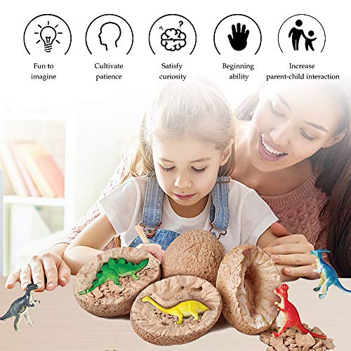 JoaSinc Huevos de Dinosaurio para niños, Kit de excavación de Huevos de Dinosaurio, 12 Huevos únicos de Dinosaurios, Juguetes educativos para Aprender Huevos de Dino, Regalos de para niños y niñas