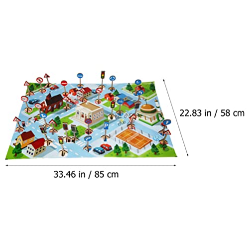 jojofuny 1 Set Kids Play Mat Road Signs Leader Toy City Playmat Barrera de Tráfico Signos de La Barrera de Tráfico Street Toy Barrera Barrera Juguete de Madera Signo de Carretera Signo de