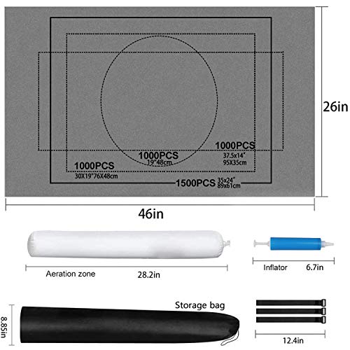 JOLIGAEA Tapete Puzzle, Alfombrilla Portátil para Rompecabezas para 1500 Piezas Puzzle, Porta Puzzle, Alfombrilla de Fieltro para Puzzles con Bolsa de Almacenamiento de Bomba de Tubo, Gris