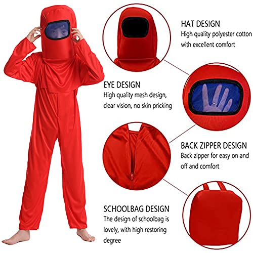 JQMAO Disfraz de Astronauta Niños Espacio Anime Cosplay Mono para Vestir Ropa Carnaval Fiesta de Navidad Fiesta de Cumpleaños con Casco Mochila (Blue, L)