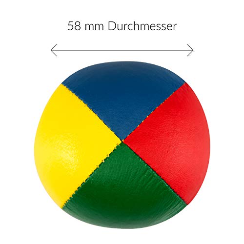 Juego de 3 Pelotas de Malabares Diabolo Premium Soft de Cuatro Colores - 58mm Ø ✓ Pelota de Malabares con Relleno ✓ Repelente al Agua ✓ I Juego de Malabares para niños y Adolescentes