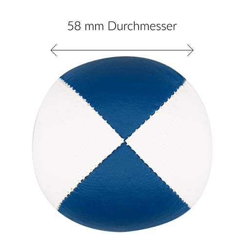 Juego de 5 Pelotas de Malabares Diabolo Premium Soft Bicolor - 58mm Ø ✓ Pelota de Malabares con Relleno ✓ Repelente al Agua ✓ Suave imitación de Cuero I Juego de Malabares para niños y Adolescentes