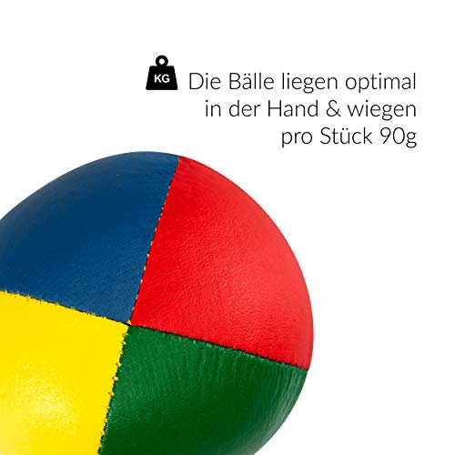 Juego de 5 Pelotas de Malabares Diabolo Premium Soft de Cuatro Colores - 58mm Ø ✓ Pelota de Malabares con Relleno de mijo de pájaro Repelente al Agua ✓ I Juego de Malabares para niños y Adolescentes