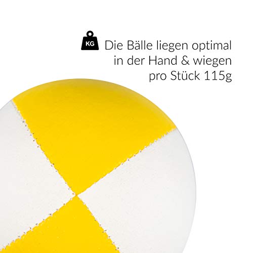 Juego de 5 Pelotas de Malabares Diabolo Premium Soft de Dos Tonos - 67mm Ø ✓ Pelota de Malabares con Relleno ✓ Repelente al Agua ✓ I Juego de Malabares para jóvenes y Adultos